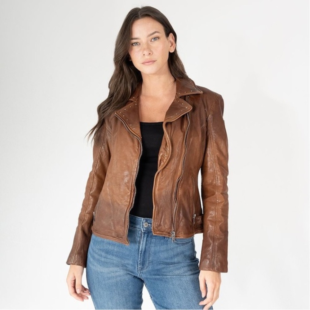 Mauritius Brown Ombre Lambskin Leather Jacket Size 4